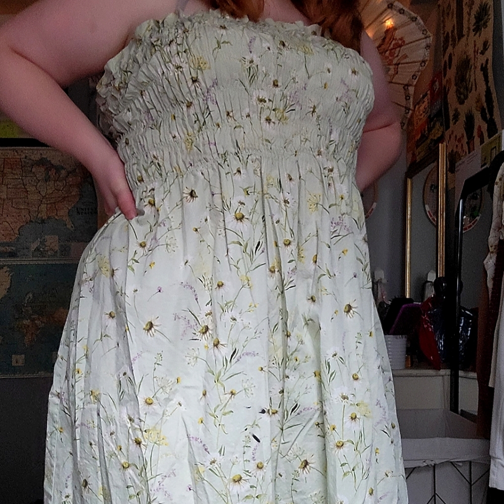 Plus size floral green dress